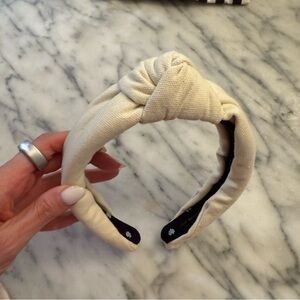 Lele Sadoughi Cream Linen Knotted Headband